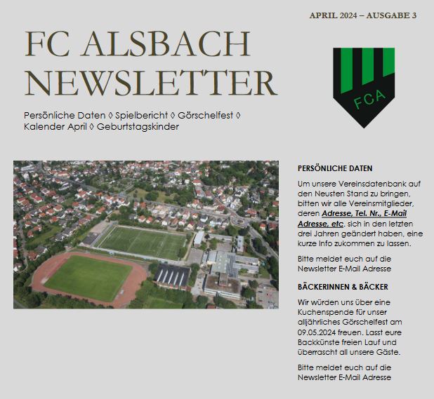Der FCA-Newsletter April