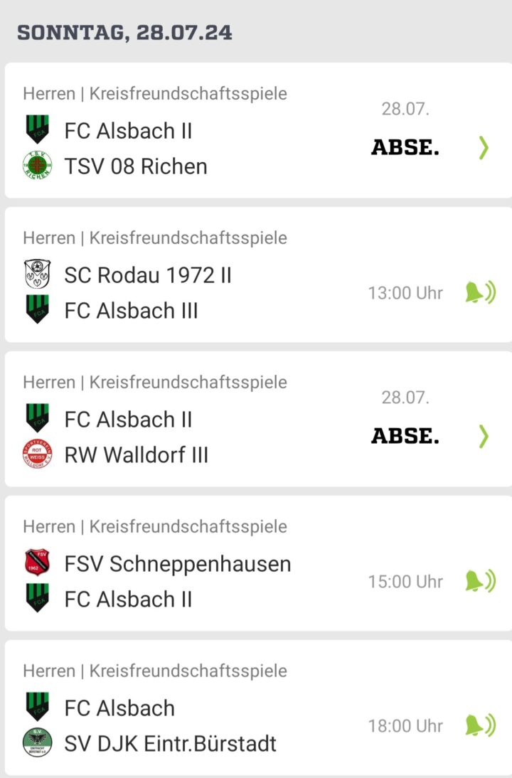 Die heutigen Testspiele