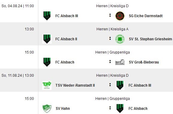 Die Spielpläne der Saison 24/25